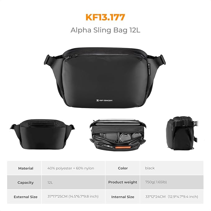 K&F Concept 2 in 1 Sling Bag Everyday Shoulder Bag & Multifunction Photography Crossbody Camera DSLR Backpack Portable Bag