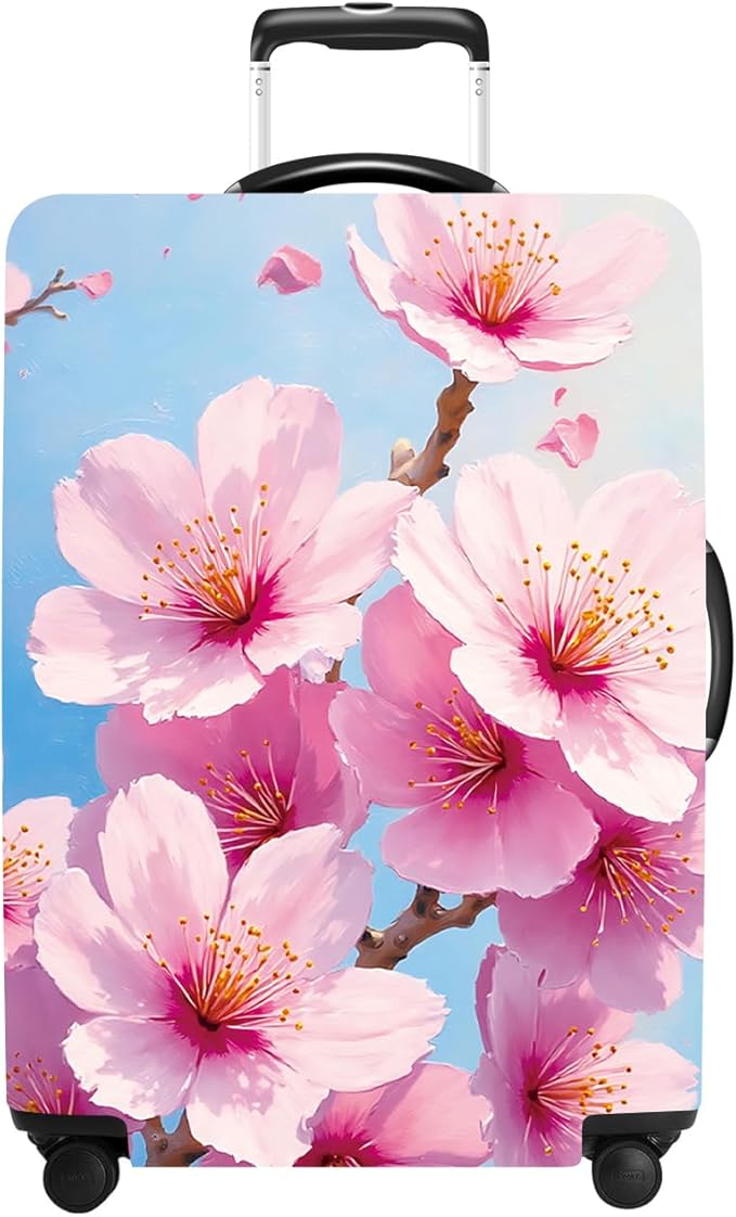 Luggage Cover Washable Suitcase Protector Anti-Scratch,Stretchable Fit for 20-34Inch Luggage Durable Travel Bag Cover with Zipper Closure (Peach blossom, L(fits 28-30Inch suitcase))