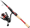 EOW XPEDITE LITE Portable Telescopic Fishing Rods & Combo, Spinning & Casting Fishing Poles, 24T Carbon Rod Blanks, Solid Carbon Tip, Split Cork Grips, Travel Rod, Combos with 5+1BB Spinning Reel