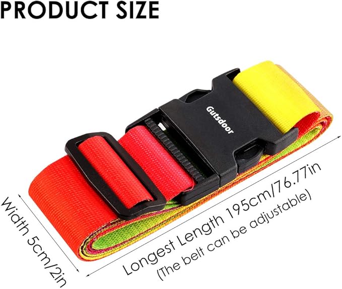Adjustable Travel Luggage Strap Suitcase Belt Travel Bag Accessories 1.96 in W x 6.23 ft L
