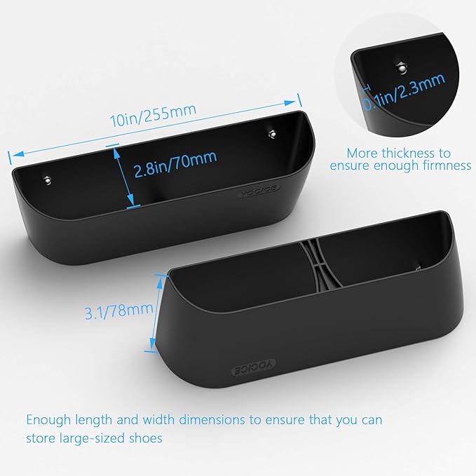 Wall Mounted Shoes Rack 6Pack with Sticky Hanging Strips, Plastic Shoes Holder Storage Organizer,Door Shoe Hangers (SM03-Black-6)