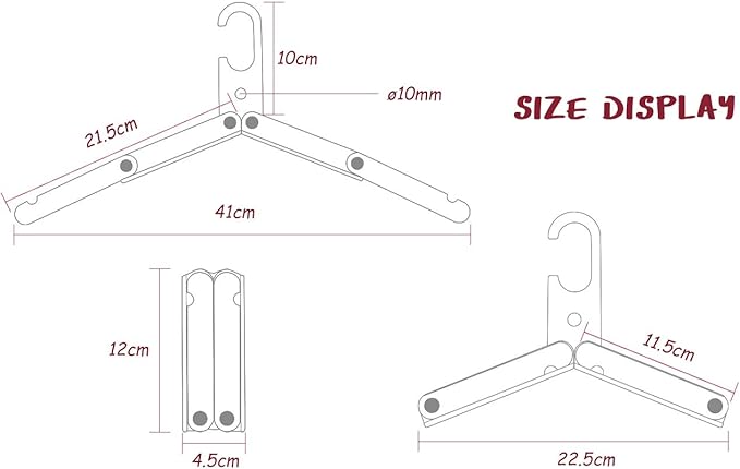 Hikeman Travel Hangers Metal Heavy Duty Folding Hangers for Wet Clothes Portable Space Saving Travel Accessories for Camping Cruise Hotel (3, Black)