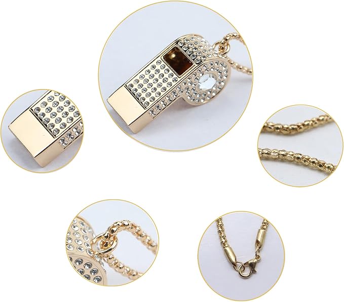 Whistle,Rhinestone Sports Whistle with Keychain for Coach/Referee/Training/Lifeguard/Teachers(Gold)