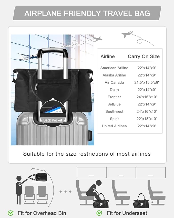 Initial Travel Duffel Bag Sports Gym Bag for Boys Teen Birthday Gifts,Black Personalized Weekender Bag Carry On Tote Bags for Men,Waterproof Overnight Luggage Bag Airplane Travel Essentials(Letter P)