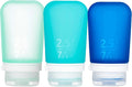humangear GoToob+ 3-Pack (Medium) | Refillable Silicone Travel Bottle | Locking Lid | Food-Safe Material | Mint/Aqua/Teal, Medium (2.5 fl.oz.; 74ml)