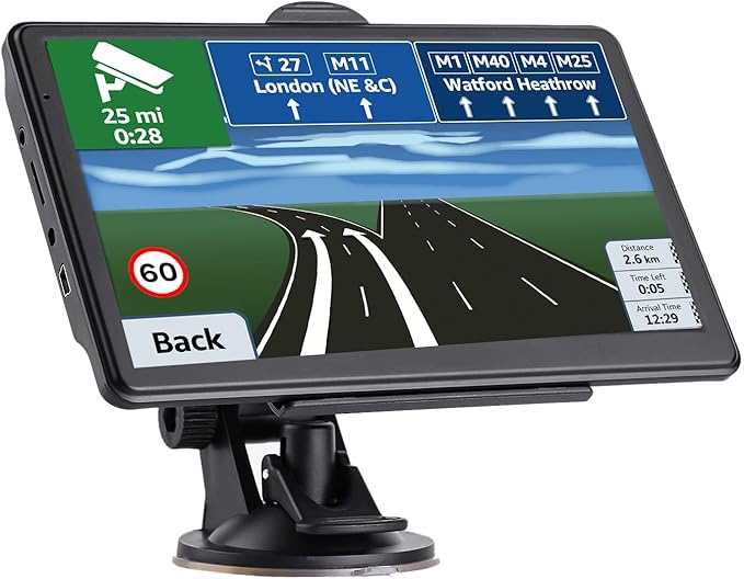 GPS Navigation for Car, 2025 Map 7 inch Touch Screen Car GPS, Voice Turn Direction Guidance, Support Speed and Red Light Warning, Pre-Installed North America Lifetime map Free Update