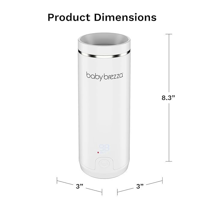 Baby Brezza SuperFast Portable Baby Bottle Warmer – 67% Faster - Travel Breastmilk Warmer and Formula Warmer - Safe, Even Heating - Up to 9oz - No Adapters, White