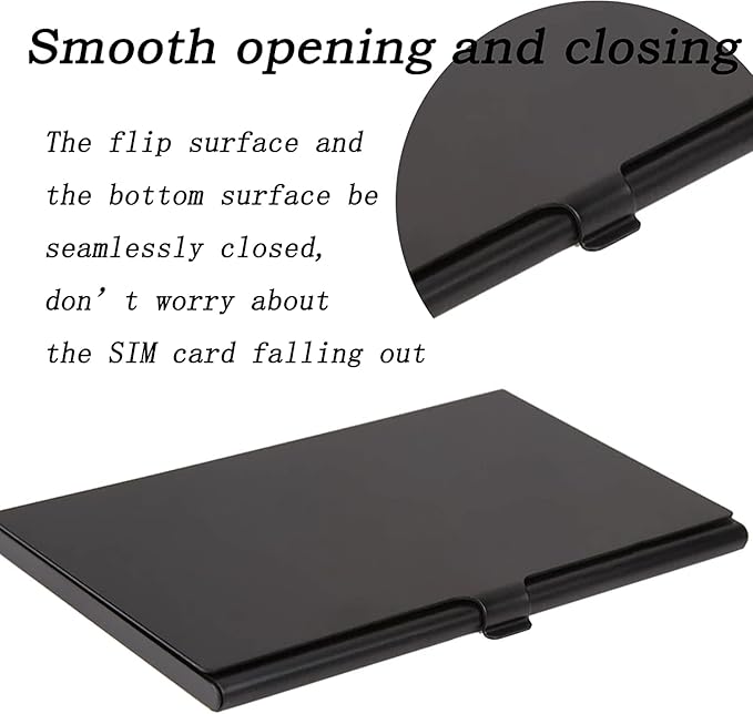 Aluminum SIM Card Case, 12 Slots Ultrathin Nano SIM Card Holder with SIM Card Adapter Kit for Travelers or Holiday Trip (Black)
