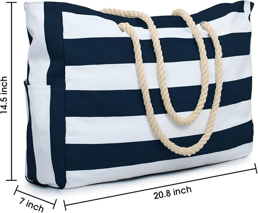 Becokan Beach Bag Large Beach Tote Bag for Women Waterproof Sandproof Swim Pool Bag With Zipper