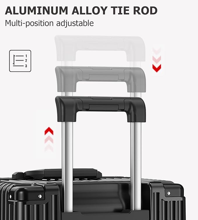 feilario 26in Super Large Captain Aluminum Frame Hardside Spinner Wheels Luggage, Zipperless Checked Suitcase with Cup Holder/Phone Holder
