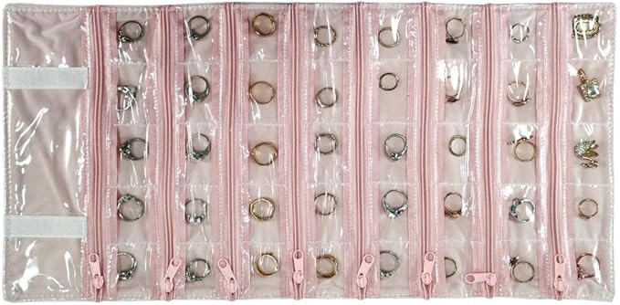 Travel Jewelry Roll Bag Portable Organizer Pouch With Grids&PVC Cover Storage Bags for Necklace, Bracelet, Bracelet,Ring, Badge, Pendant