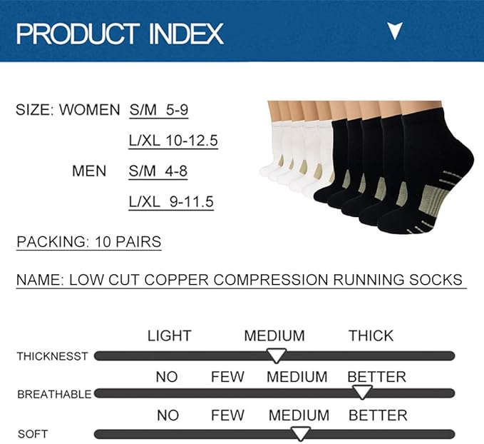 Iseasoo Copper Compression Socks for Men & Women – Plantar Fasciitis Relief, Ankle Support & Circulation – Running & Recovery
