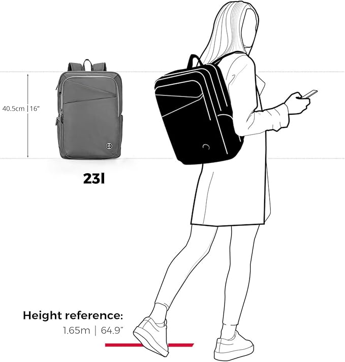Swissdigital Design Laptop Backpack For Women，Travel Backpack With USB Charging Port，Fits 15.6 Inch School Computer Backpacks For Work Business,Grey | KATY ROSE