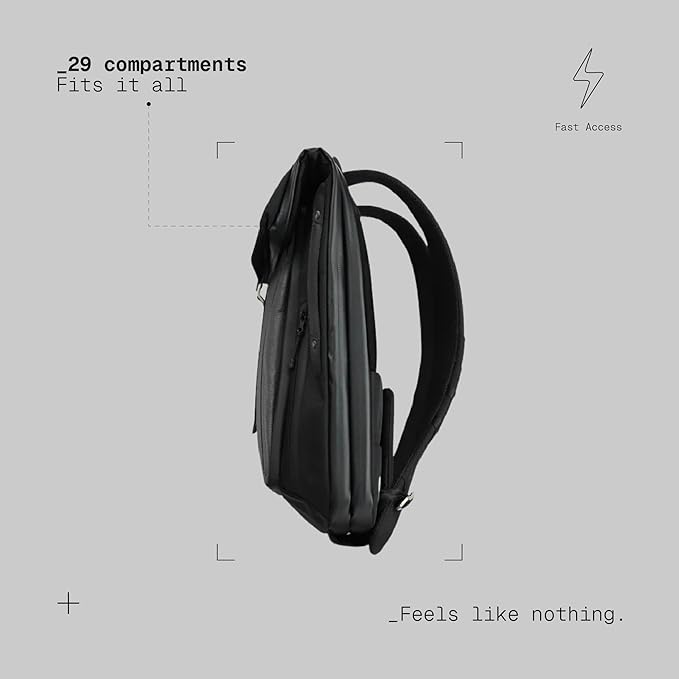 The Frenchie Co. - Work/Travel Speed Backpack - Expandable 23-30 L Laptop Pack - Anti-theft magnetic closure - Ballistic nylon body with full-grain Italian leather trim