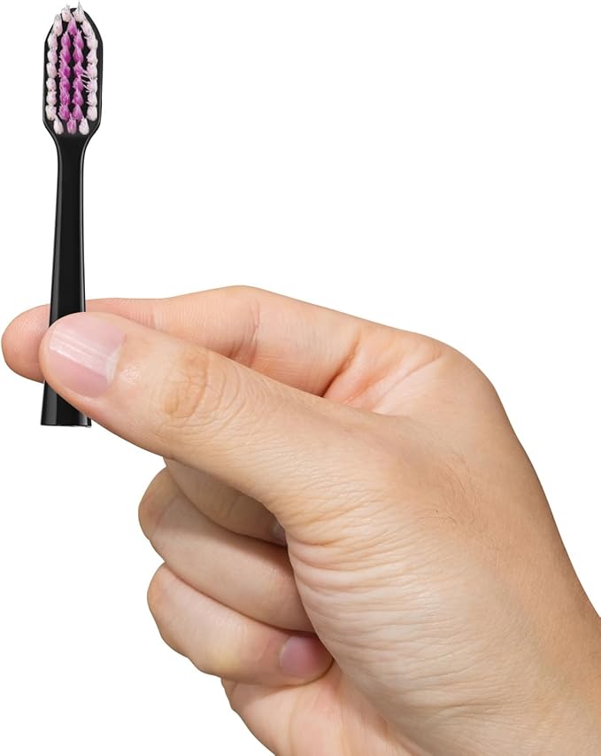 GUM Sonic Powered Toothbrush Refills, Tapered Bristles Clean Below The Gumline, Black 2ct. (Pack of 2)