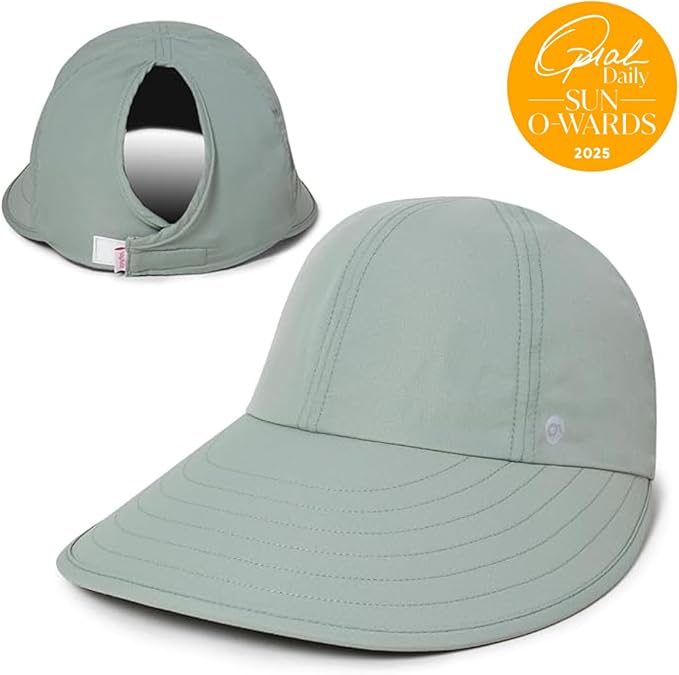 Ponyflo Sunblocker Wide Brim Hat - Oprah Awards Best Sun Hat - UV 50 Protection - Ponytail Sunhat for Women
