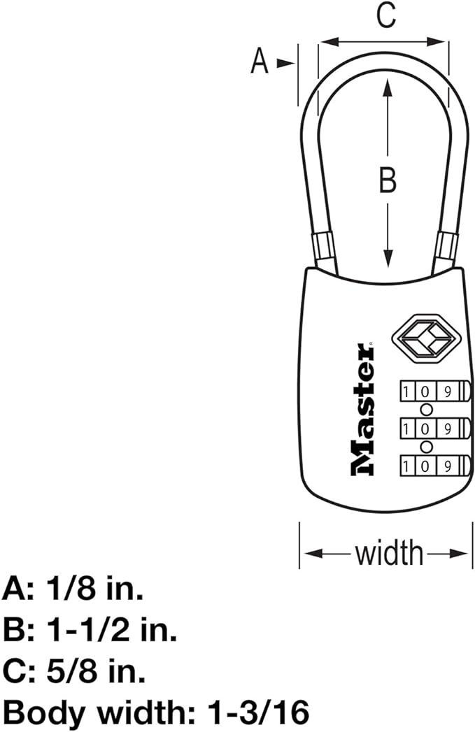 Master Lock 4688D Accepted Set Your Own Combination TSA Approved Luggage Lock, 1 Pack, Black
