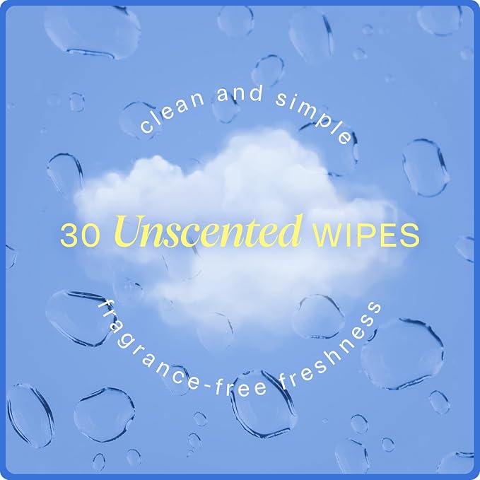 On-the-Go Body Cleansing Cloths Unscented - 30 CT Large, Biodegradable Wipes for Instant Freshness - Perfect for Travel, Post-Workout, and Quick Clean-Ups