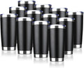 20oz Tumbler Bulk Stainless Steel Vacuum Insulated Tumblers with Lid Double Wall Travel Mug, Durable Powder Coated Coffee Cup, Suitable for Ice Drinks and Hot Beverage (Black 12pack)