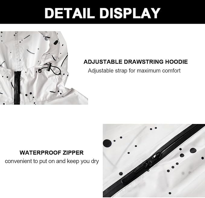 Rain Poncho Jacket Coat Hooded Zipper Style for Women/Men/Adult with Pocket
