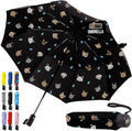 GORILLA GRIP Strong Stick Umbrella for Rain, Compact Travel One-Click Automatic Open Close, Lightweight, Portable, US Designed Reinforced Fiberglass Ribs, Wind Resistant, Easy Collapse, Cats Dogs