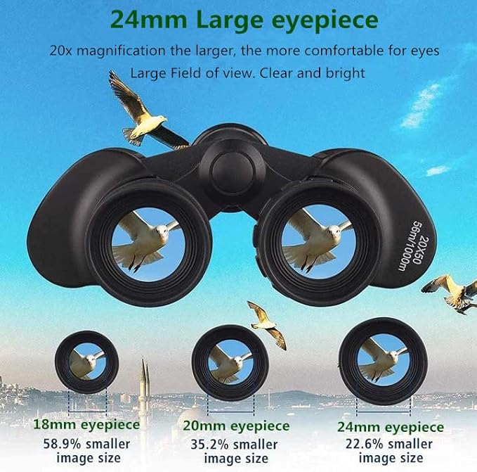 Binoculars for Adults 20x50 High Power Low Light Waterproof HD Compact Binoculars,BAK4 Prism FMC Lens for Bird Watching Hunting Travel Football Stargazing