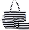 LEDAOU Large Beach Tote Bag Women Waterproof Sandproof Zipper Beach Tote Bag for Pool Gym Grocery Travel with Wet Pocket
