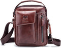 KPYWZER Genuine Leather Shoulder Bag Small Men Messenger Pack Handbag Sling Crossbody Bag Man Purse for Business