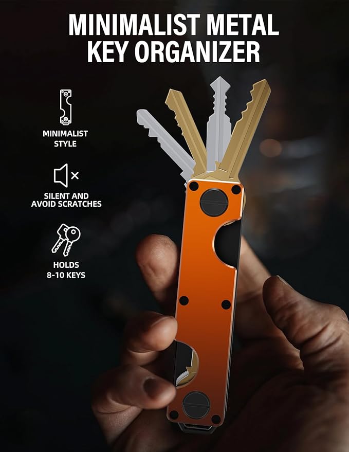 Key Organizer Key Holder Compact Key Case Minimalist Metal Key Chain Key Holder for Keychain Secures 8-10 Keys EDC
