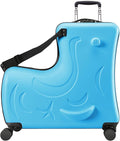 Kids Ride-On Suitcase, Hardside Rolling Luggage with 4 Spinner Wheels, Seat & Safety Belt, Toddler Carry-On for Boys & Girls Ages 2-6, Blue