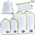 Cipway Compression Packing Cubes Set, Ultralight Expandable Travel Packing Organizers for Carry on Luggage (White 6pcs)