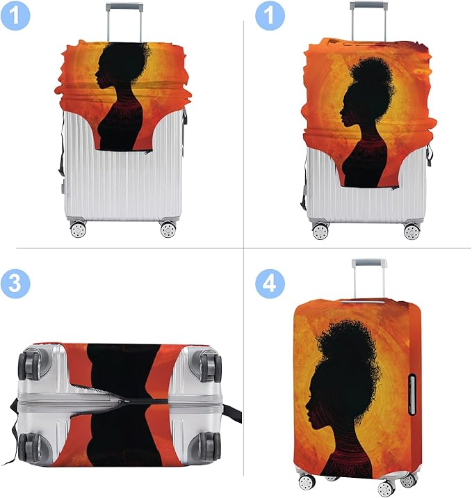 Luggage Cover Washable Suitcase Protector Anti-scratch Suitcase cover Fits 20-34 Inch Luggage (Girl-3, M(24-26inch suitcase))