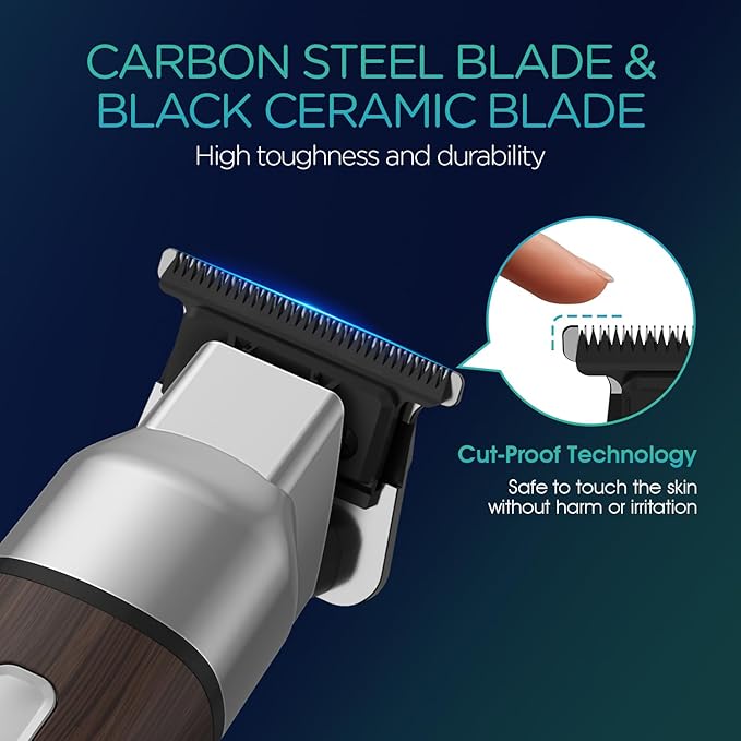 VOYOR Body Hair Trimmer for Men,Electric Razor,Versatile Groin & Body Trimmer,Waterproof and Cordless Shaver, Manscaper for Men, USB-C Charging Groomer,Ceramic Blade Razor Male Grooming HT310 (Wood)