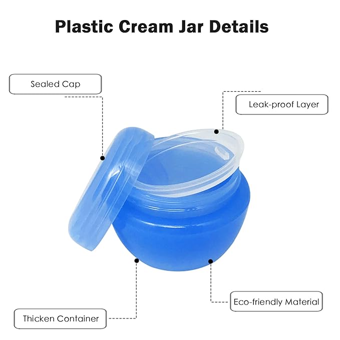 Cosywell Small Plastic Travel Jars for Creams - TSA Approved Refillable Cosmetic Containers - Leak-proof Travel Size Containers with Lid for Lotion, Makeup, Cosmetics - 6 Pieces