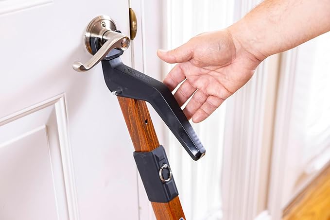Super Heavy Duty Security Door Wood Grain Finish Lock Bar Fully Adjustable Door Stopper Device for Home Defense for Residential and Commercial Use to Protect Against Forced Entry