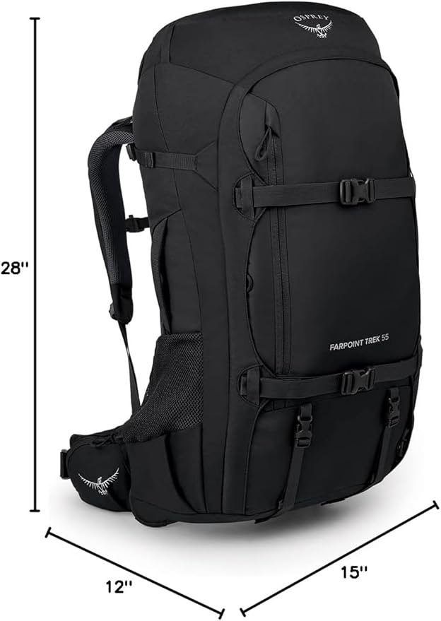 Osprey Farpoint Trek 55L Men's Travel Backpack, Black