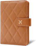 Melsbrinna Premium Leather Passport Holder Covers Case, Waterproof Rfid Blocking Travel Wallet Passport Holder with Pen Holder, Cute Passport Book for Women/Men