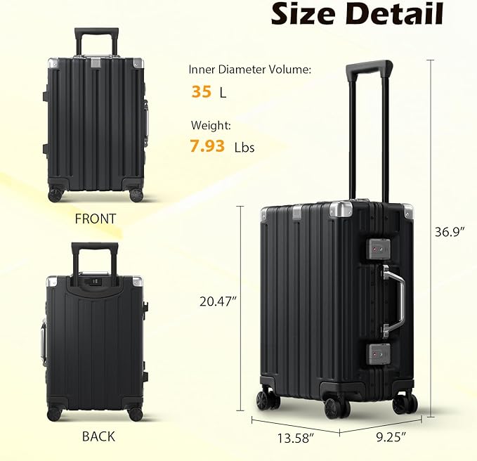 Krute Luggage Sets 2 Pieces Aluminum Frame Suitcase With Spinner Wheels 20 28 Inch Hardside No Zipper PC Luggages with USB Charger