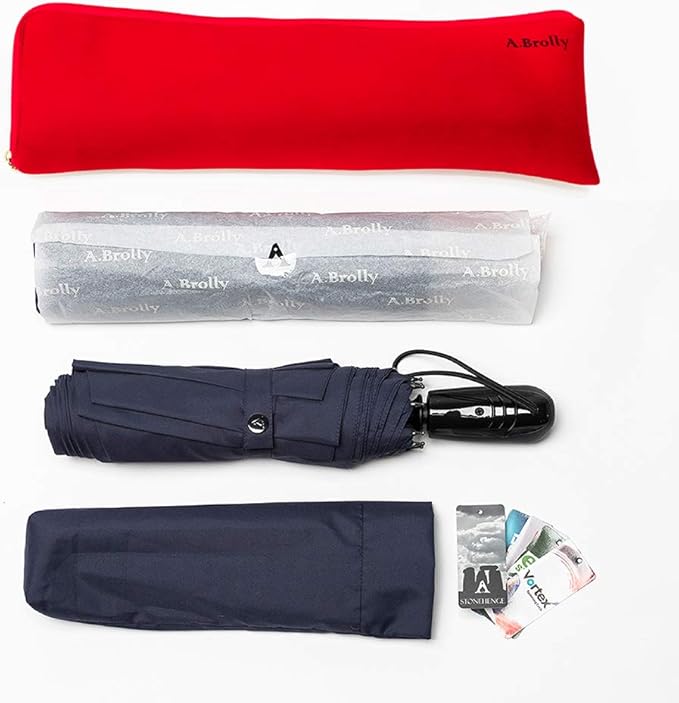 Large Umbrella Windproof 54 Inch Folds Into Portable Travel Size - Big Enough To Comfortably Fit In 2 Adults - Auto Open Close and Patented Vortex System For Superior Safety And Durability (Navy Blue)