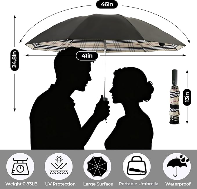 LLanxiry Compact Travel Umbrella, Mini Windproof Umbrellas for Rain & Sun, Small Lightweight Outdoor UV Umbrella, Portable Folding Umbrellas for Travel