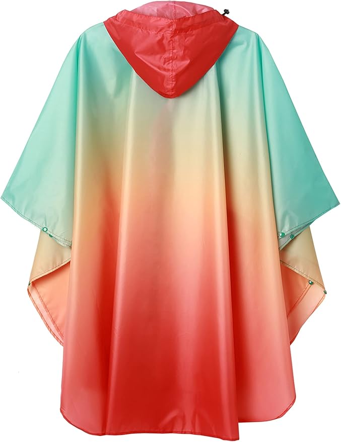 SaphiRose Rain Poncho Jacket Coat Hooded for Adults with Pockets