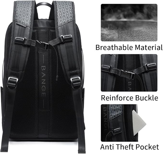 BANGE 45L Expandable Travel Backpacks,Weekender Carry On Backpack, Flight Approved Business Backpack for 17.3inch Laptop