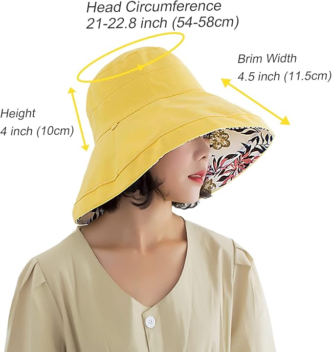 Women Wide Brim Sun Hats Metal Wired Edge Summer UV Protection Beach Fishing Hat for Hiking Garden Travel Chin Strap