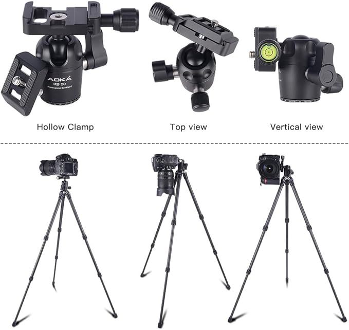 AOKA 28in/1.1lb Mini Portable Carbon Fiber Tripod, Lightweight Compact Travel Tabletop Tripod Stand for Phone，Camera，Camcorder，Projector，Webcam, with Metal Phone Mount & Center Column