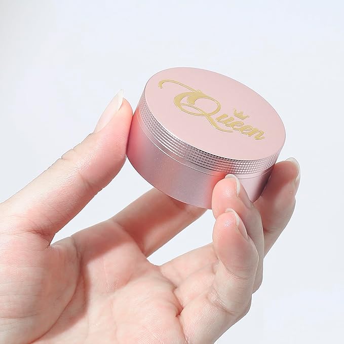 Small Pill Case 3 Compartments, Metal Round Portable Pill Box, Waterproof Travel Pill Organizer, Pocket Purse Medicine Vitamin Holder EDC Container (Rose Gold with Queen)