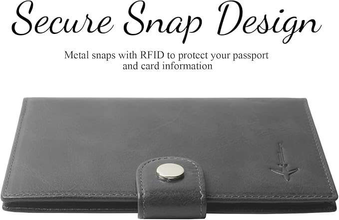 Genuine Leather Passport Case, RFID Passport Cover with Credit Card Holder for Women and Men Family ID Travel