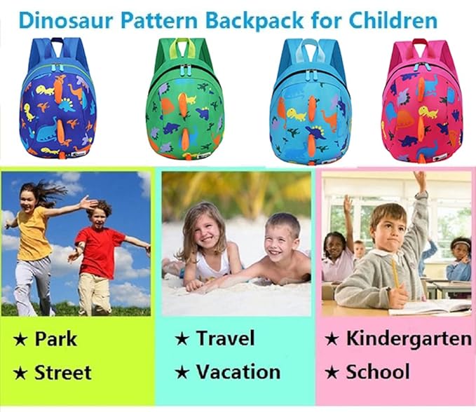 DB Dinosaur Toddler Mini Backpack with Leash, Children Kids Baby Harness Bookbag (Deep Blue)