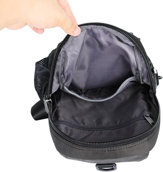 Sling Bag Chest Shoulder Backpack Crossbody Multipurpose Daypack For Men Women Black
