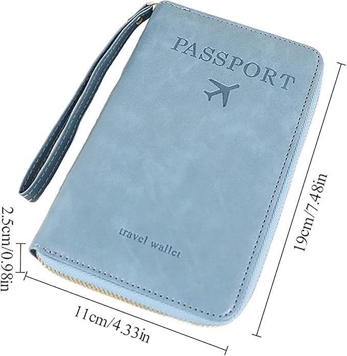 Rowgins Rfid Blocking Passport Holder Wallet, Rowgins Rfid Passport Holder with Zipper, PU Leather PassportHolder for Travel (GRAY)