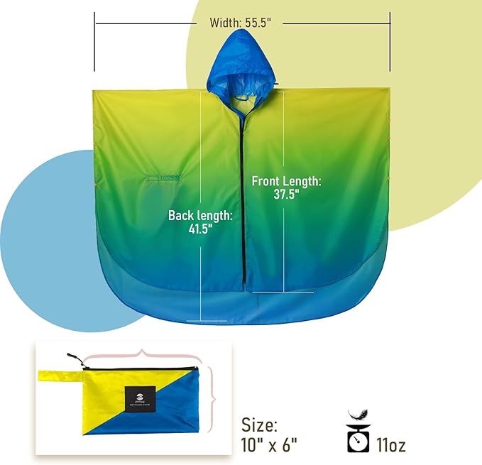 SaphiRose Rain Poncho Jacket Coat Hooded for Adults with Pockets